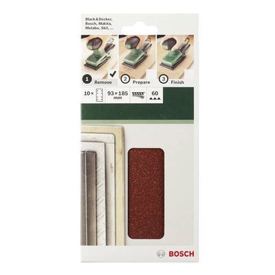 Papier abrasif pour ponceuse vibrante avec bande auto-agrippante, perforé Bosch Accessories 2609256A83 Grain 120 (L x