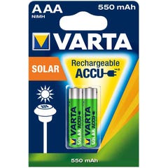 VARTA Lot de 2 piles rechargeables Varta Accu Solar type AAA 1,2V 550mAh (R03) 0
