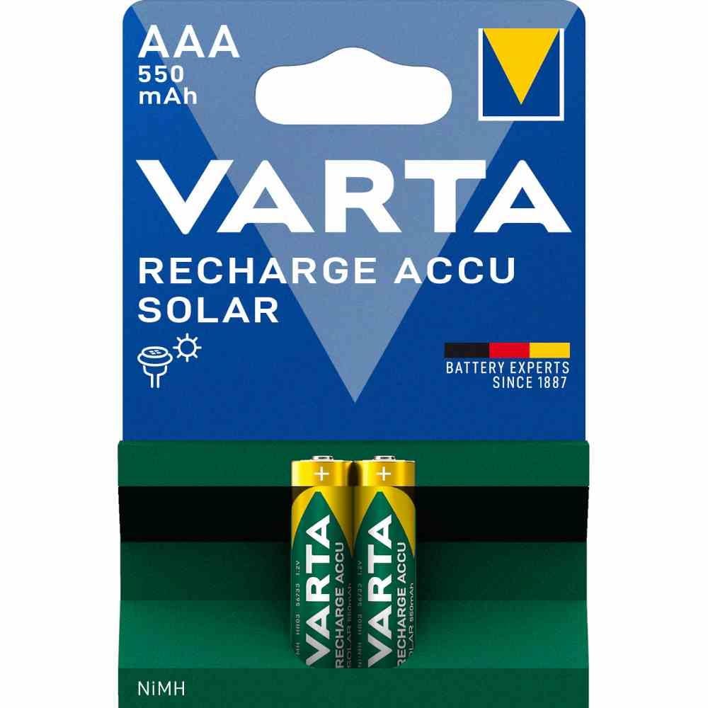 VARTA Lot de 2 piles rechargeables Varta Accu Solar type AAA 1,2V 550mAh (R03) 3