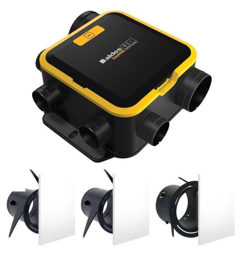 Kit VMC simple flux autoréglable - EasyHOME COMPACT COLORLINE ALDES - 11026036 Kit VMC simple flux autoréglable EasyHOME AUTO COMPACT avec bouches