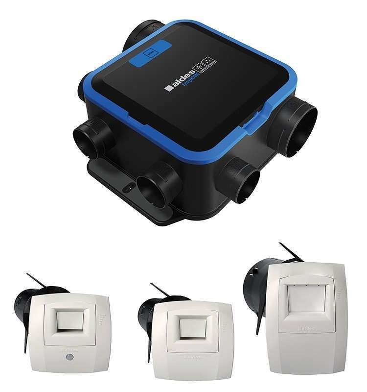 Kit VMC simple flux hygroréglable - EasyHOME HYGRO COMPACT PREMIUM MW ALDES - 11033051 Kit avec centrale VMC + 1 bouche cuisine à déclenchement par