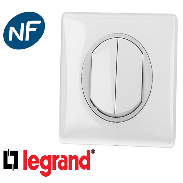 Legrand Céliane - Interrupteur double va-et-vient complet blanc 1 poste -  Réf : 080251 + 067001 x2 + 068002 + 066631 - ELECdirect Vente Matériel  Électrique