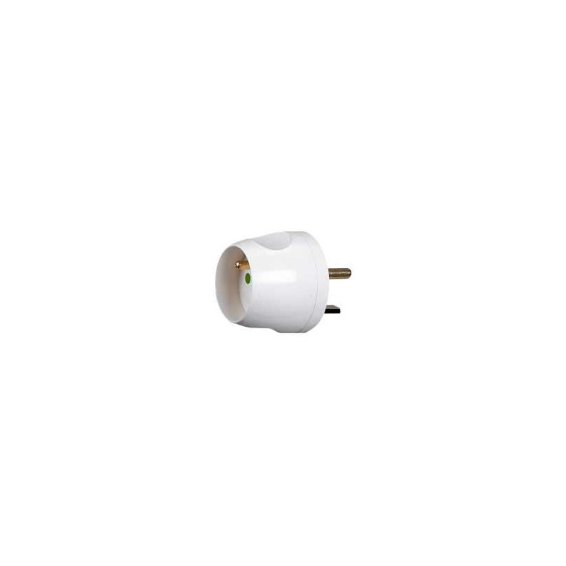 Adaptateur broche - 1 fiche - 2P+T - 16A sur 20A - Blanc - En blister