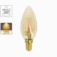 Ampoule LED Flamme / Vintage au verre ambré, culot E14, 4W cons. (30W eq.), 350 lumens, lumière blanc chaud 3