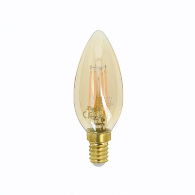 Ampoule LED Flamme / Vintage au verre ambré, culot E14, 4W cons. (30W eq.), 350 lumens, lumière blanc chaud 0