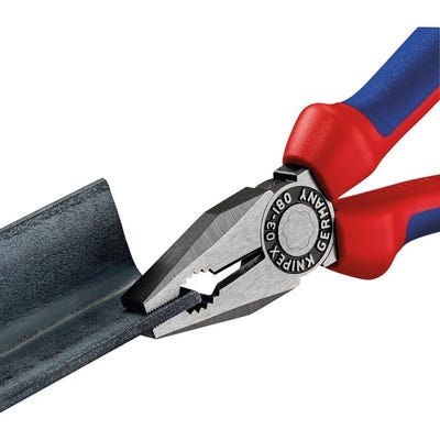 Pince universelle en acier spécial pour outils, tête polie, poignées à gaine en plastique, Long. : 180 mm, Capacité de coupe du Ø du fil dur 2,2 mm 2