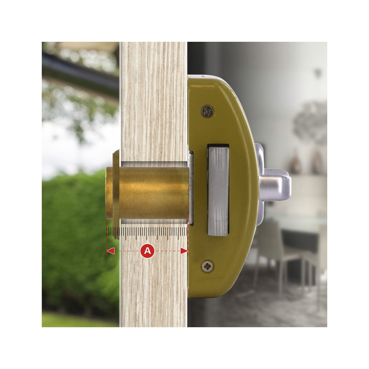 THIRARD - Verrou à bouton Design 5 pour porte d'entrée, cylindre 45mm, acier, 3 clés, bronze 4