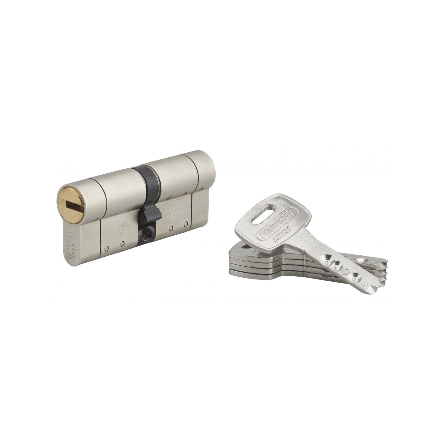 THIRARD - Cylindre de serrure double entrée Federal S, 35x35mm, nickel, anti-arrachement, anti-perçage, 5 clés 0