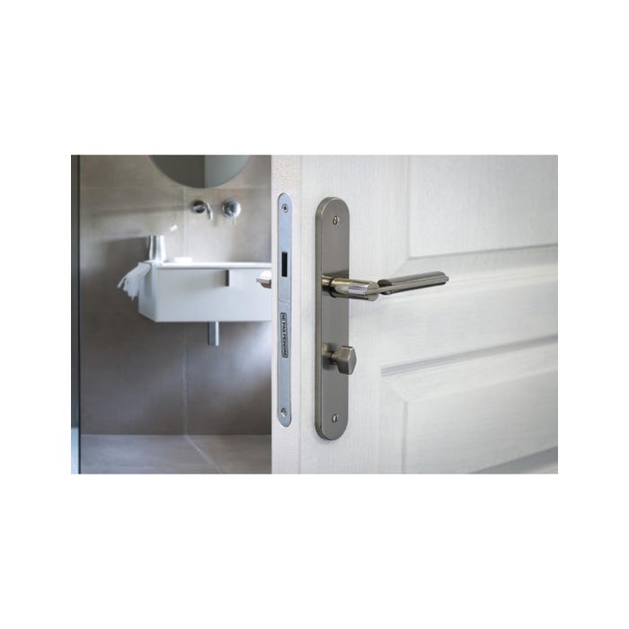 THIRARD - Serrure encastrable magnétique à condamnation pour salle de bain et toilette, axe 40mm, bouts ronds 2