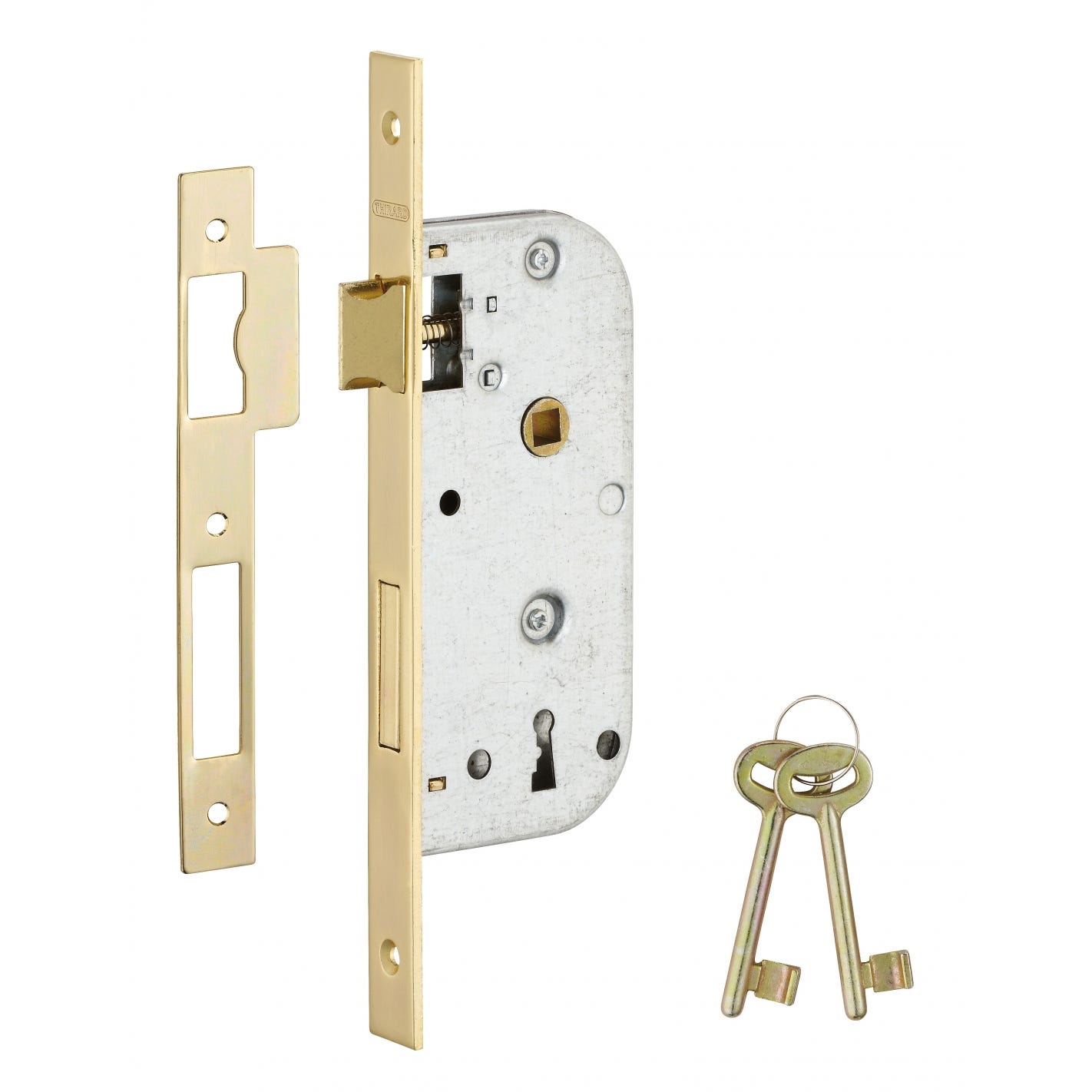 THIRARD - Serrure encastrable à clé pour porte de chambre, axe 40mm, bouts carrés, 1 clés 0