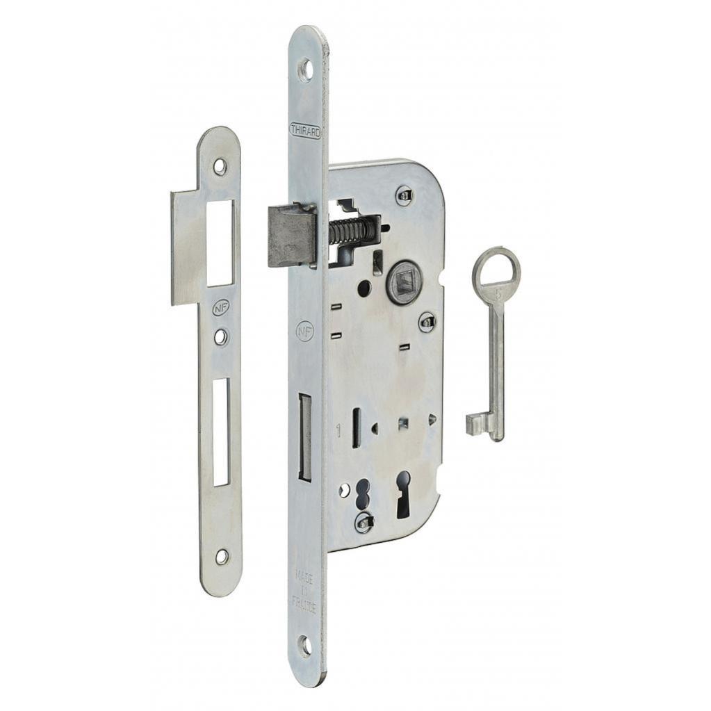 Serrure à encastrer NF Zingué Têtière bouts ronds Z/BR 1 clé 11502 Thirard