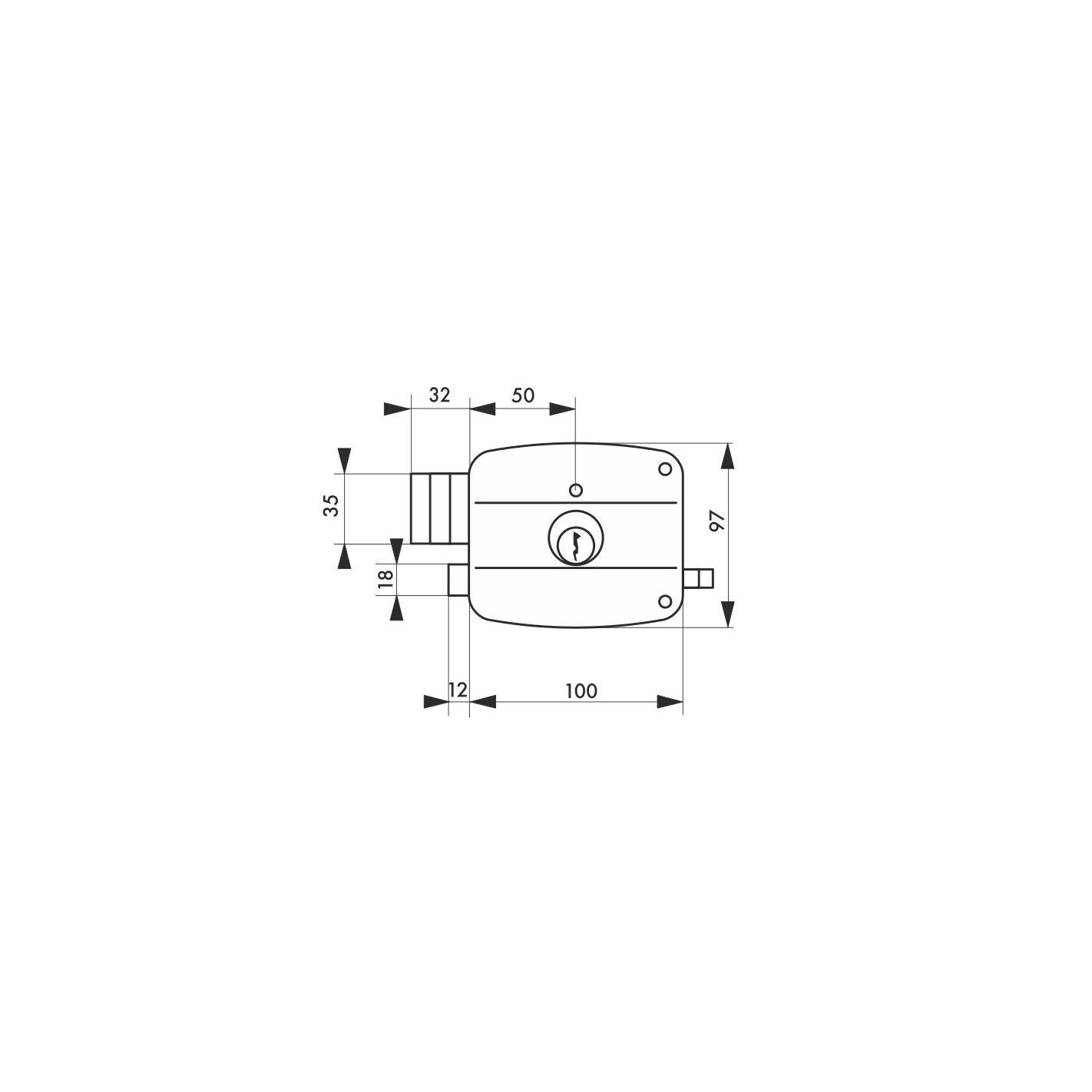 THIRARD - Serrure horizontale en applique double entrée à tirage pour entrée, gauche, 100x97mm, axe 50mm, noir granité, 3 clés 1