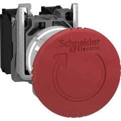 Schneider Electric XB4BS8444 Bouton champignon collerette métal, avec arrêt durgence, rond, réinitialisable 120 V/AC 6 0