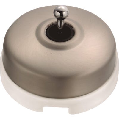 FONTINI- DIMBLER - Interrupteur Va & Vient Porcelaine Blanche Coque Nickel Satiné Réf. 60308513 0