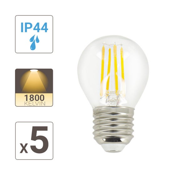 Xanlite - Lot de 5 Ampoules LED "Vintage", Culot E27, Blanc Chaud, Spécial Extérieur (IP45) - PACK5RFDV400PA 4