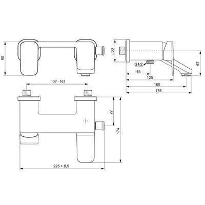 Ideal Standard - Mitigeur bain-douche mural saillie 175 mm chromé - TONIC II Ideal standard 1