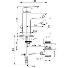 Ideal Standard - Mitigeur lavabo monotrou Tesi avec vidage chromé 5L/min Ideal standard 4