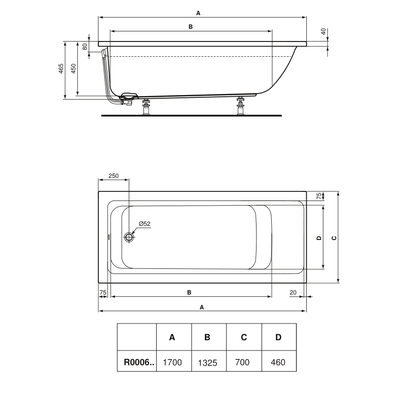 Ideal Standard - Baignoire rectangulaire à encastrer ou à poser 170 x 70 cm 252 l blanc - Connect Air Ideal standard 1