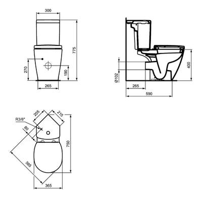 Ideal Standard - Pack WC d'angle avec abattant prêt à poser en porcelaine - CONNECT SPACE Ideal standard 1