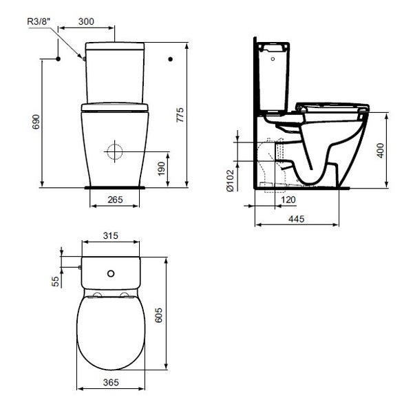 Ideal Standard - Pack WC cuvette sortie horizontale avec Abattant frein de chute Blanc - CONNECT SPACE Ideal standard 1