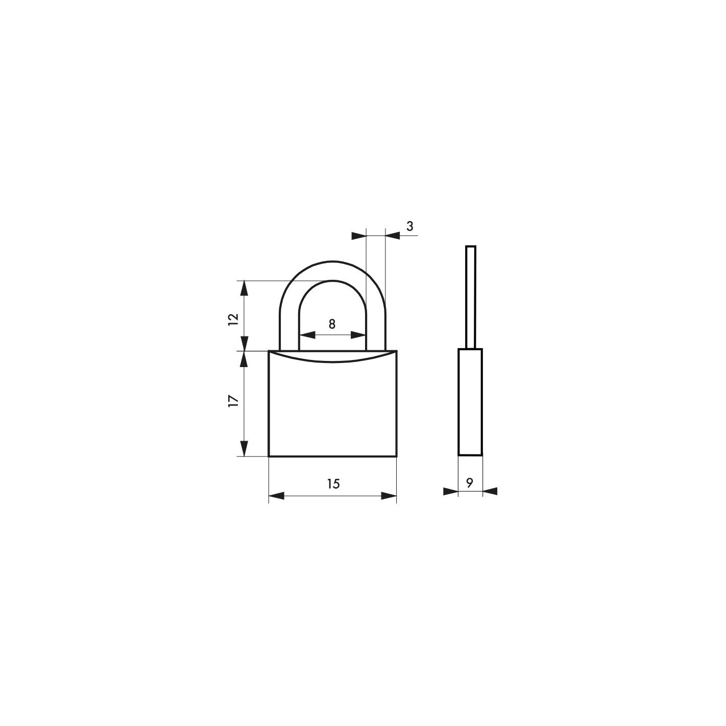 THIRARD - Cadenas à clé Type 1, bagage, anse acier, 15mm, 2 clés 1