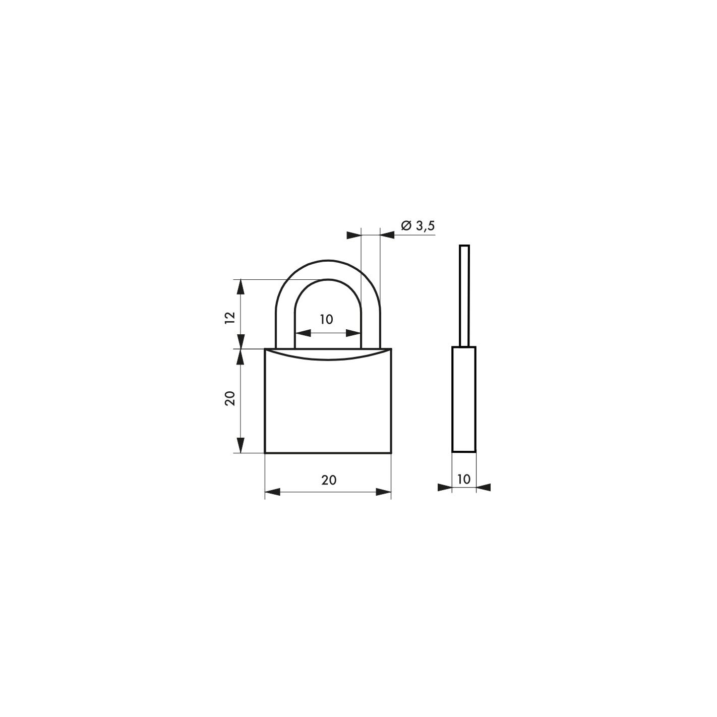 THIRARD - Cadenas à clé Type 1, bagage, anse acier, 20mm, 2 clés 1