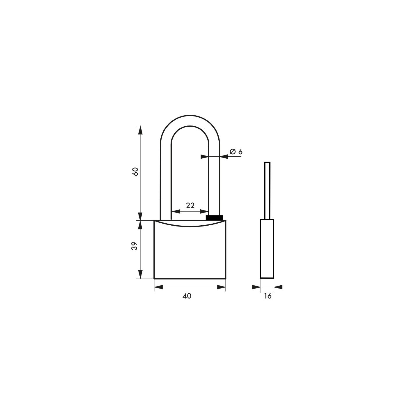 THIRARD - Cadenas à clé Mach 3, laiton, extérieur, anse 1/2 acier, 40mm, 2 clés 1