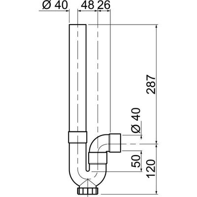 WIRQUIN Siphon simple crosse SP5001 - PVC - Machine a laver - Sortie horizontale - a coller