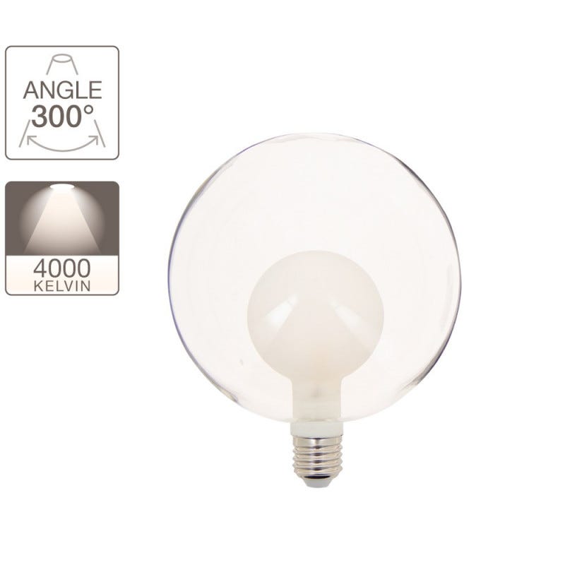 Ampoule LED déco Verre Blanc TWO xanlite - Diam. 14,5 x H17,5 cm 3