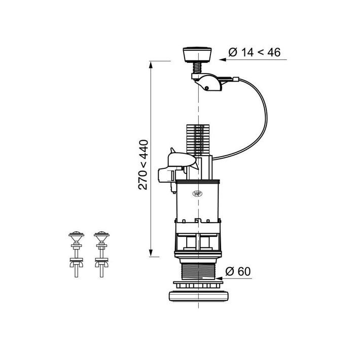 WIRQUIN Mécanisme de WC MD² - Simple poussoir a câble 1