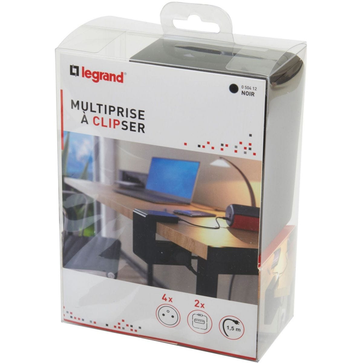 Rallonge LEGRAND clipsable 4 prises+2 USB A 1