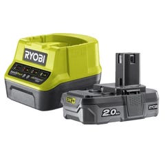 Pack batterie RYOBI 18V One+ 2.0Ah LithiumPlus - 1 chargeur rapide 2.0Ah RC18120-120 3