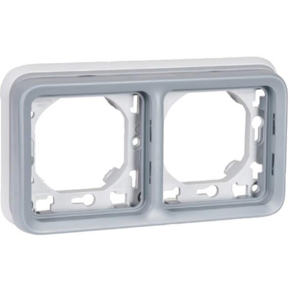 Support plaque étanche PLEXO composable IP55 gris 2 postes horizontaux - LEGRAND - 069683