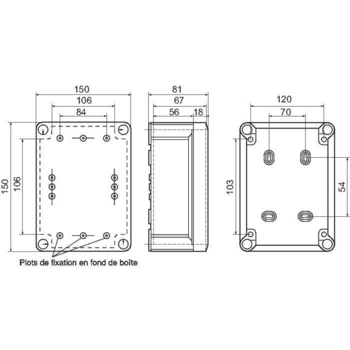 Boîte de dérivation carrée - Plexo - LEGRAND - 130 mm - 10 embouts 1