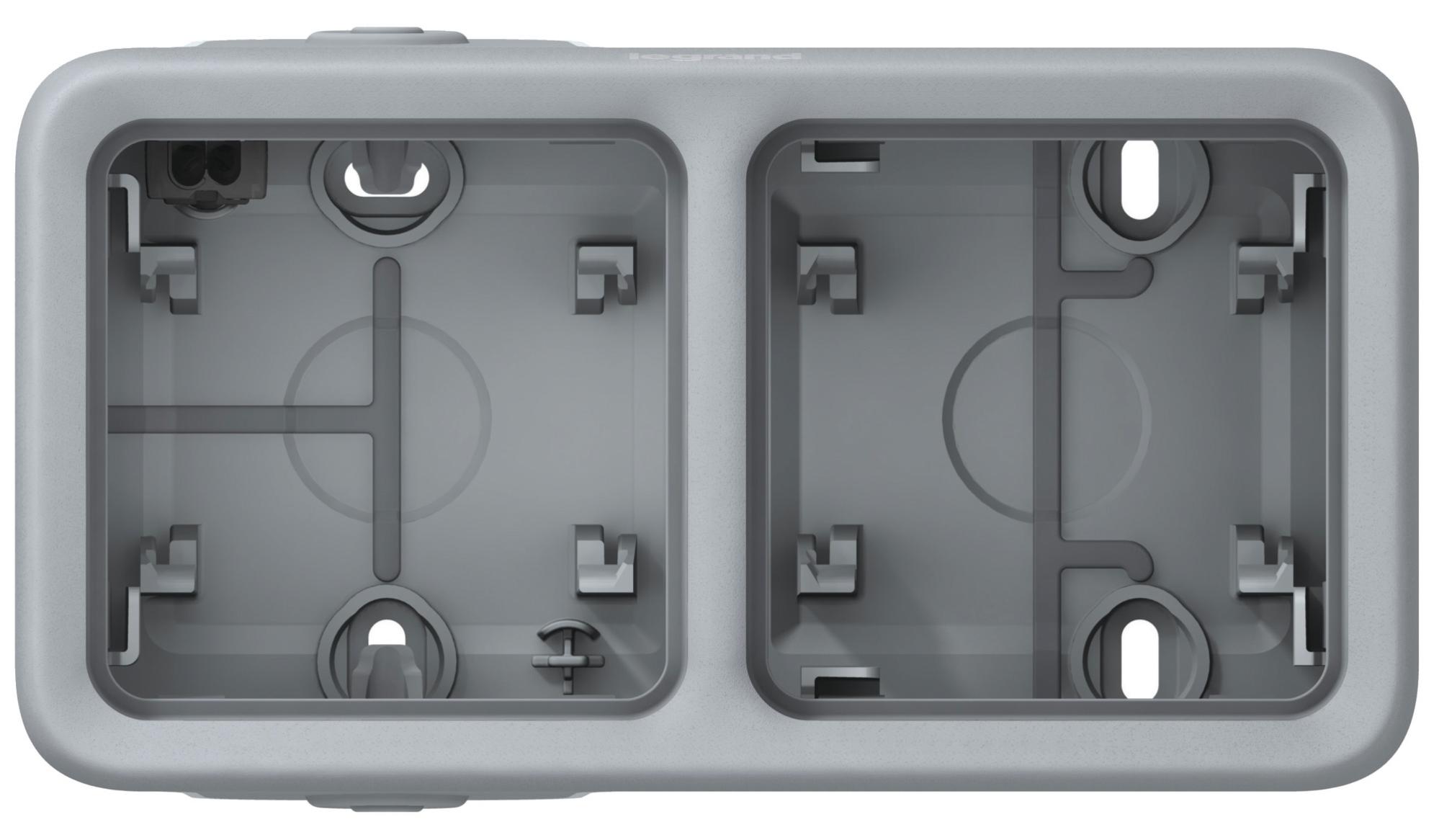 Boîtier étanche à embouts PLEXO composable IP55 gris 2 postes horizontaux - LEGRAND - 069672