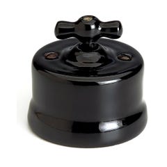 FONTINI- GARBY - Interrupteur Va & Vient Porcelaine Noire Manette Porcelaine Noire 10A-250V - Réf. 30308273