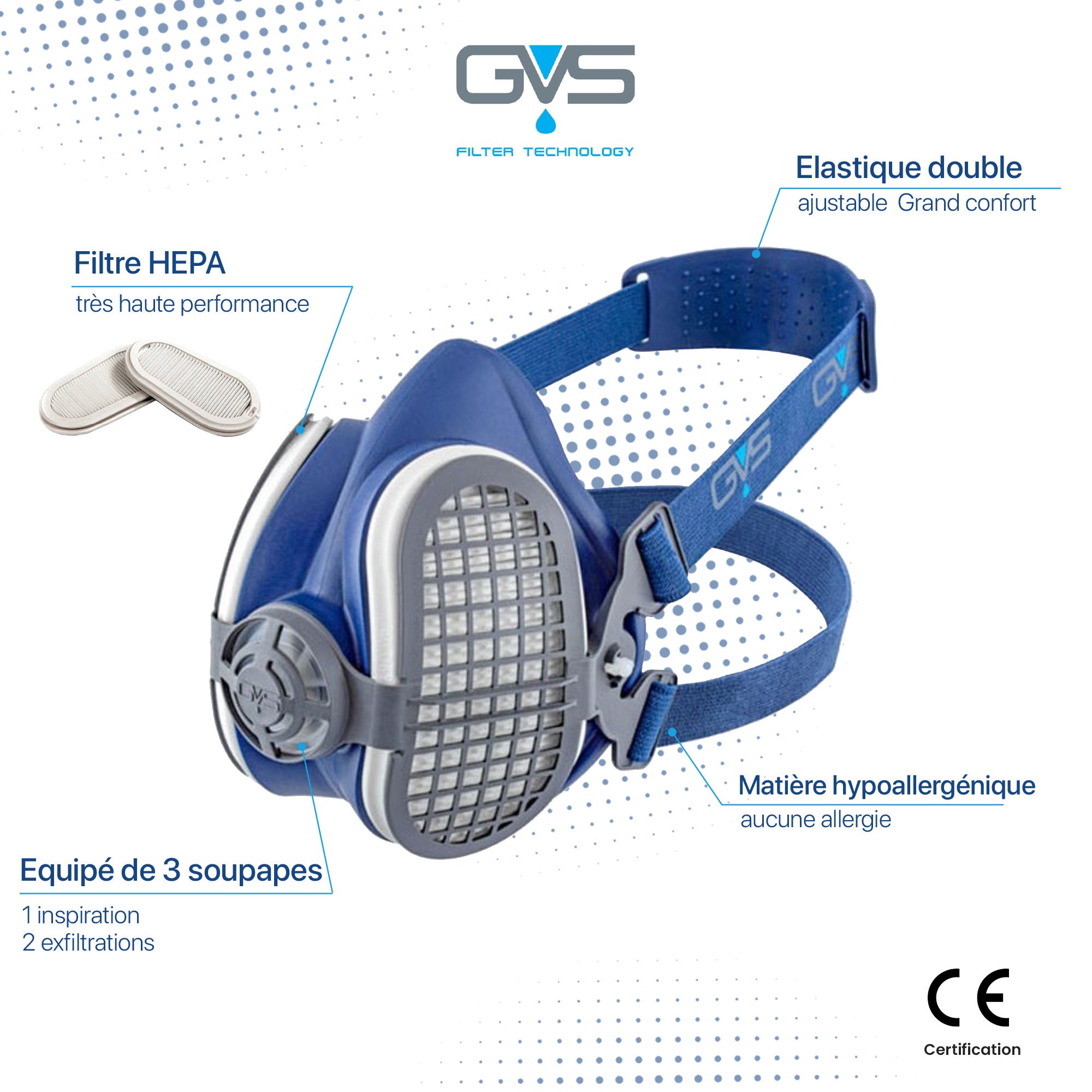 Masque Elipse GVS SPR501 avec filtres P3, M/L 2