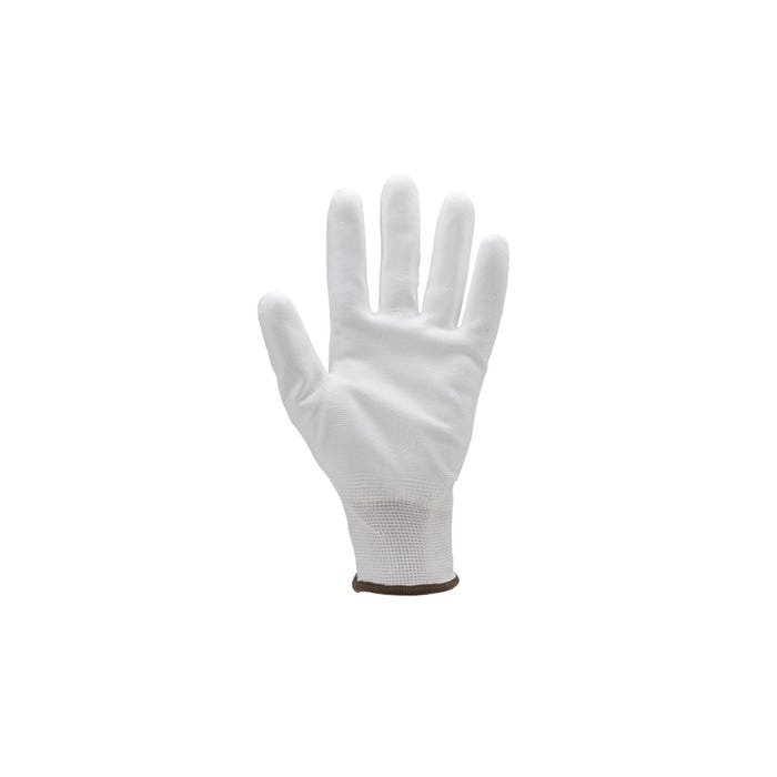 Lot de 10 paires de gants polyester blanc, paume end.PU blanc - COVERGUARD - Taille L-9 1