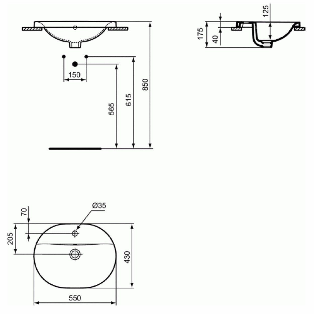 Ideal Standard Connect lavabo à encastrer ovale 550 x 430 x 175 mm, blanc (E503901) 5