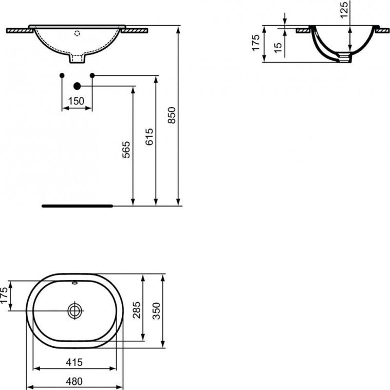 Ideal Standard CONNECT Lavabo à sous-encastrer ovale 480 x 175 x 350 mm, blanc (E504601) 1