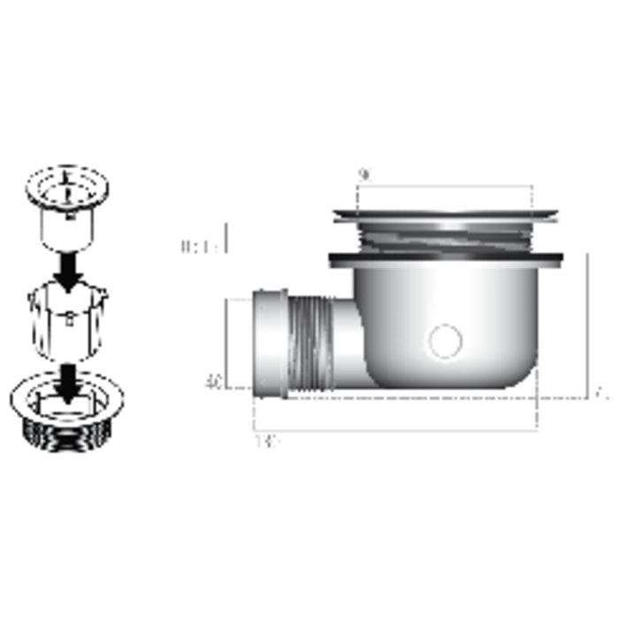 Ideal Standard - Bonde invisible pour receveur sans capot 90 mm Ideal standard 1