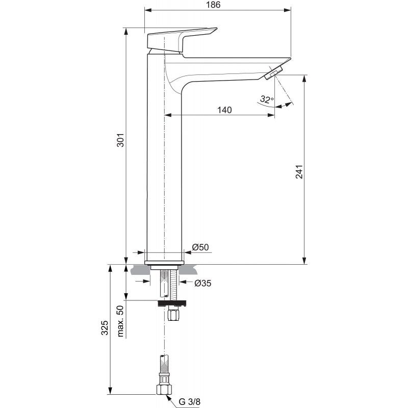 Ideal Standard Tesi mitigeur de lavabo avec bec haut (A6575AA) 1