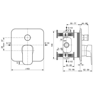 Ideal Standard - Kit Easy Box avec inverseur mitigeur bain-douche à encastrer chromé - TONIC II Ideal standard 1