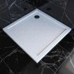 Receveur de douche a poser carre extra plat en acrylique renforcee blanc finition pierre - 90x90 cm 0
