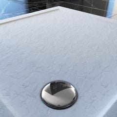 Receveur de douche a poser carre extra plat en acrylique renforcee blanc finition pierre - 90x90 cm 1