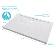 Receveur de douche a poser rectangle extra plat en acrylique renforcee blanc - finition pierre 3