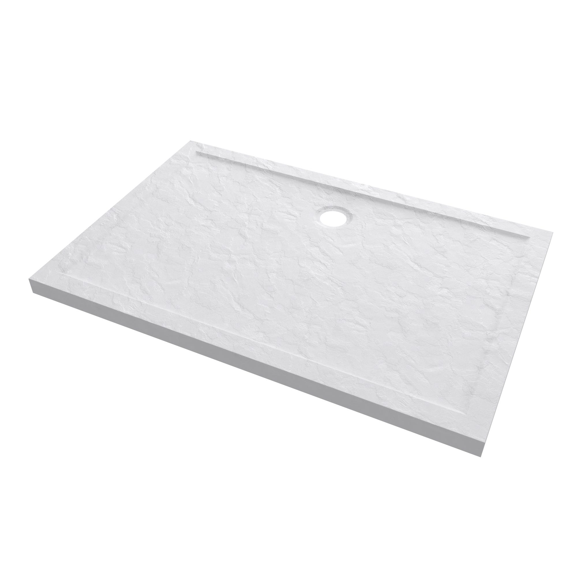 Receveur de douche a poser rectangle extra plat en acrylique renforcee blanc - finition pierre 2