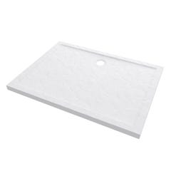 Receveur de douche a poser rectangle extra plat en acrylique renforcee blanc - finition pierre 2