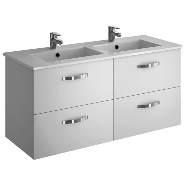 Jacob Delafon Meuble Salle De Bain + Vasque 4 Tiroirs - Melamine Blanc - L 120cm - Ola