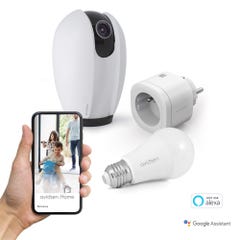 Kit Start Connect Avidsen Home - Prise connectée + caméra connectée motorisée + ampoule connectée